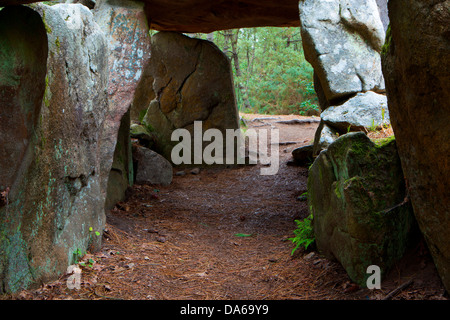 Dolmen, de, Mané-Kerioned, Menhir, Europa, Frankreich, Bretagne, Departement Morbihan, Stein Grab, Megalith, Stones, Kultur Stockfoto