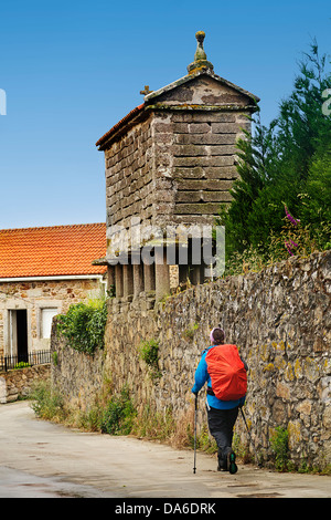 Camino Xacobeo de Santiago Horreo San Martin de Ozon La Coruña Galizien Spanien Stockfoto