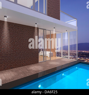 Penthouse mit Pool, 3D illustration Stockfoto