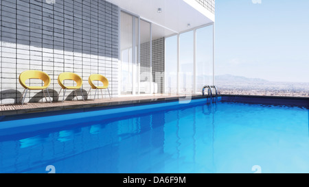 Penthouse mit Pool, 3D illustration Stockfoto