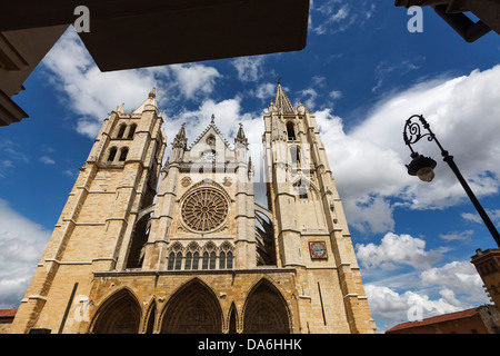 Gotische Kathedrale Xacobeo Jakobsweg Leon Castilla Spanien Stockfoto