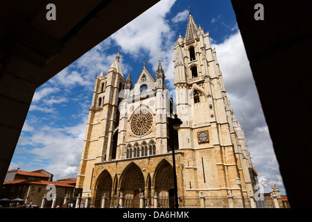 Gotische Kathedrale Xacobeo Jakobsweg Leon Castilla Spanien Stockfoto