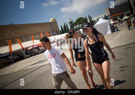 Barcelona, Spanien. 5. Juli 2013. Barcelona Harley Days, das größte städtische treffen für Anhänger der Marke in Europa, übernimmt dem Montjuïc Messegelände in einer ihrer schönsten Ausgaben wieder. Es feiert das 110-jährige Jubiläum der Gründung und der 30. Geburtstag von der Harley Owners Group, mit zahlreichen kostenlosen Aktivitäten für jeden Geschmack. Bildnachweis: Jordi Boixareu/Alamy Live-Nachrichten Stockfoto