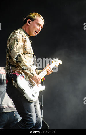 London, UK. 5. Juli 2013. Bush spielt Barclaycard präsentiert British Summer Time Hyde Park am Hyde Park am 07.05.2013 im Hyde Park, London. Die Band besteht aus: Gavin Rossdale, Robin Goodridge, Chris Traynor, Corey Britz. Bild von Julie Edwards/Alamy Live-Nachrichten Stockfoto