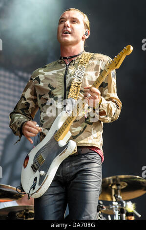 London, UK. 5. Juli 2013. Bush spielt Barclaycard präsentiert British Summer Time Hyde Park am Hyde Park am 07.05.2013 im Hyde Park, London. Die Band besteht aus: Gavin Rossdale, Robin Goodridge, Chris Traynor, Corey Britz. Bild von Julie Edwards/Alamy Live-Nachrichten Stockfoto