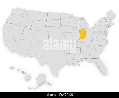 3D Rendering der Vereinigten Staaten Hervorhebung Indiana Stockfoto