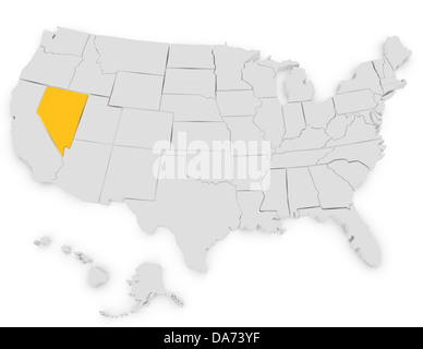 3D Rendering der Vereinigten Staaten Nevada Hervorhebung Stockfoto