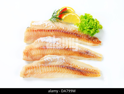 Studioaufnahme von frischen Fischfilets Stockfoto