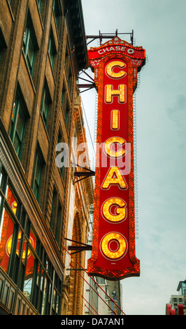 Chicago Theater Leuchtreklame Stockfoto