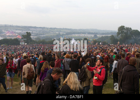 Der Steinkreis auf dem Glastonbury Festival 2013, Somerset, England, Vereinigtes Königreich. Stockfoto