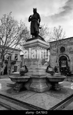 Saint Louis Statue, Saint Louis Square, Aigues Mortes, Gard, Languedoc Roussillon, Frankreich Stockfoto