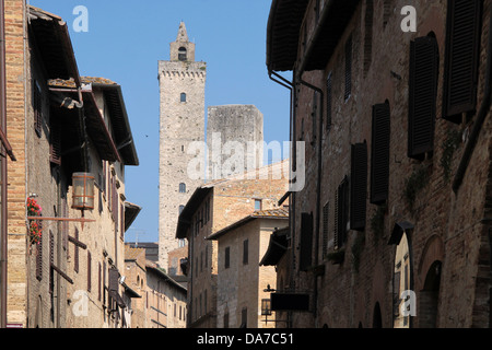 Kleine Stadt San Gimignano in der Toskana, Italien Stockfoto