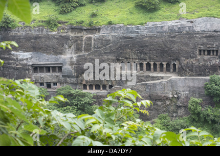 Höhle Nr. 3: Überblick. Ajanta Höhlen, Aurangabad, Maharashtra, Indien Stockfoto