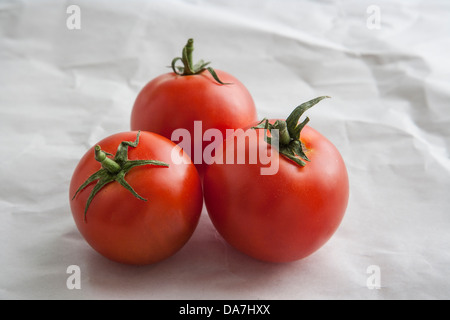 rote, reife Tomaten auf Metzger Papier Stockfoto