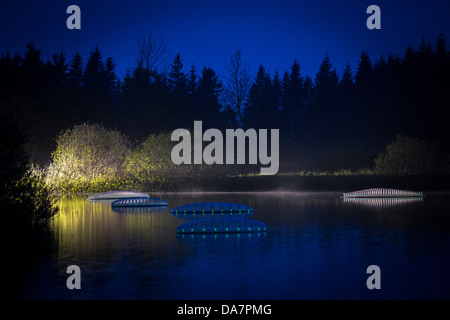 Die Land Art Arbeit bezeichnet Mégascospic Diatomeen, von Prisca Cosnier gemacht. Ein Projekt in den Horizont "Natur-Kunst" 2013 Rahmen Stockfoto