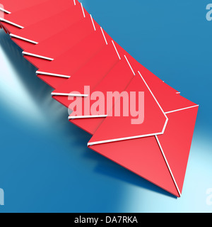 Umschläge mit Mailing-Technologie weltweit Posteingang-Ordner Stockfoto