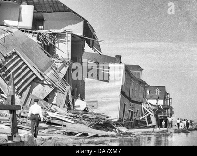 Beschädigte Gebäude entlang der New Jersey Küste nach dem Hurrikan von 1938 Stockfoto