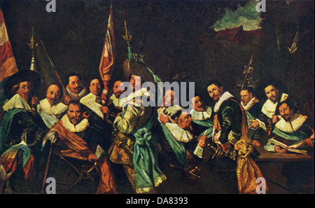 Niederländische Künstler Franz Hals malte Offiziere der Dreharbeiten Gilde von St. Adriaen im Jahr 1633. Stockfoto