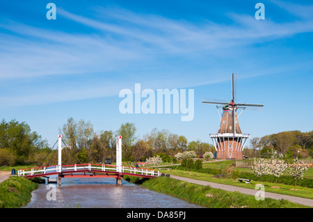 Der historischen DeZwaan Mühle Windmühle Insel in Holland, Michigan, Vereinigte Staaten von Amerika. Stockfoto