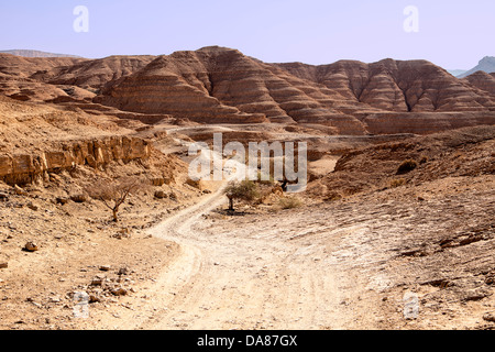 Staubige Straße In der Wüste Negev Stockfoto