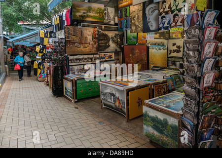 Kunst-Stall in Stanley Market, Stanley, Hong Kong Stockfoto