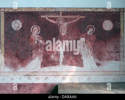 Beautiful Dorchester on Thames Abbey Church of St Peter & St Paul Red Wall painting, High St, Dorchester-on-Thames, Ochsen, England UK OX11 Stockfoto