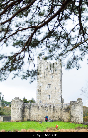 Ein Blick auf Ross Castle über Lough Leane in der Nähe von Killarney in der Republik Irland Stockfoto