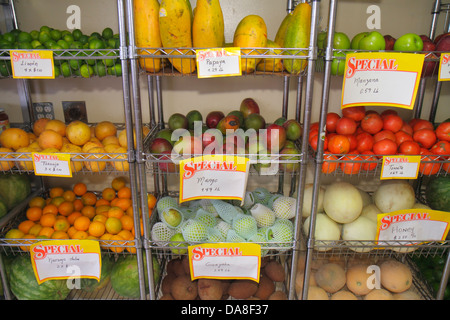 Miami Florida, El Palacio De Los Jugos, Obst, Obst, Produkte, Verkauf, tropisch, Limette, Papaya, Äpfel, Mango, Tomatos, Guayaba, Besucher reisen Reisetour Touristentour Stockfoto