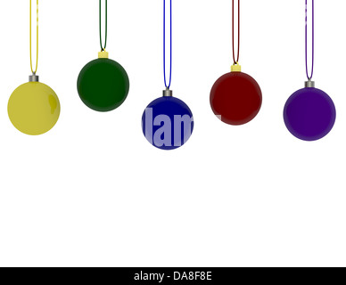 3D Render von unterschiedlicher Farbe Weihnachtsschmuck Stockfoto