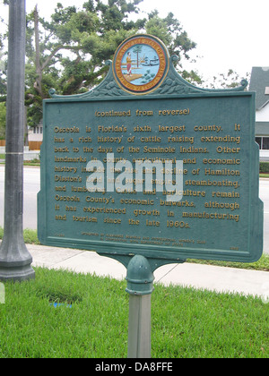 OSCEOLA COUNTY Osceola ist Floridas sechstgrößte County. Es hat eine reiche Geschichte der Viehzucht, zurück zu den Tagen der Seminole Indianer erweitern. Andere Sehenswürdigkeiten in county Agrar- und Wirtschaftsgeschichte gehören den Aufstieg und Niedergang der Hamilton Disston Land und Zucker Reich, Steamboating und schwerfällig. Vieh- und Landwirtschaft bleiben Osceola County wirtschaftlichen Bollwerke, obwohl es in Herstellung und Tourismus seit den späten 1960er Jahren gewachsen ist. Stockfoto