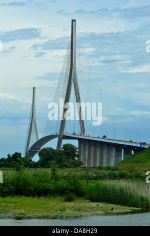 "Pont de Normandie" (Brücke der Normandie): eine Schrägseilbrücke Straßenbrücke über den Fluss Seine, Verknüpfung von Le Havre nach Honfleur. Stockfoto