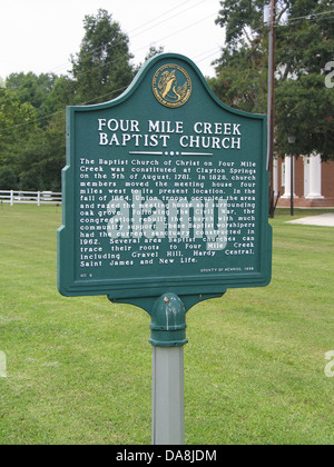 4 MILE CREEK BAPTIST CHURCH konstituierte die Baptist Church of Christ auf Four Mile Creek in Clayton Springs am 5. Stockfoto