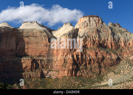 USA, USA, Amerika, Utah, Springdale, Colorado, Plateau, Zion, Nationalpark, Sentinel, Thron, Peak, Canyon, Sandstein Stockfoto