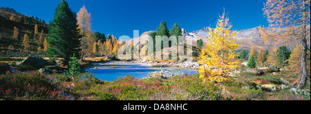 Österreich, Europa, Tyrol, Paznaun, Ischgl, Mathon, Berglisee, See, See, Wasser, Herbst, Holz, Wald, Bäume, Natur, für Stockfoto