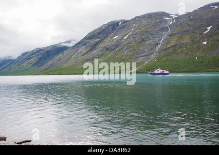 Die Gjende Transport Boot auf dem Gjende-See in Jotunheimen Abreise Gjendebu nach Gjendesheim Stockfoto