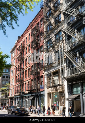 Gebäudefassaden, SoHo, Cast Iron Historic District, NYC Stockfoto