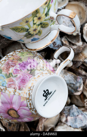 Floral-Cups und Austernschalen Stockfoto