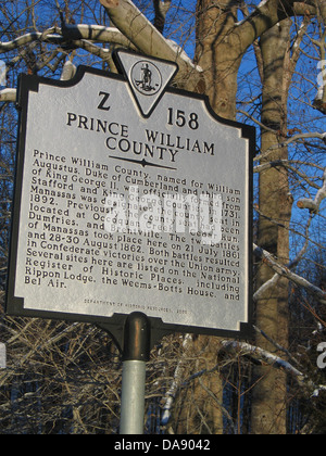 Prinz WILLIAM COUNTY Prince William County, benannt nach William Augustus, Duke of Cumberland und dritter Sohn von König George II, wa Stockfoto