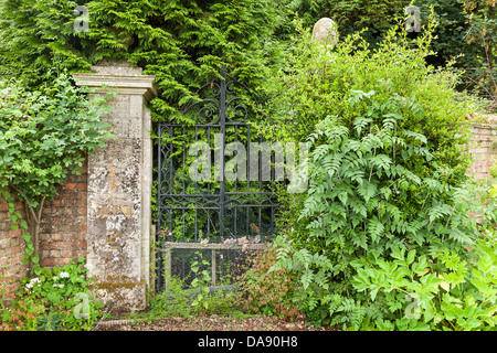 Schmiedeeiserne Tore, überwuchert und aufgegeben werden. Stockfoto