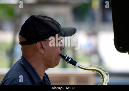Saxophon Busker, London, UK Stockfoto