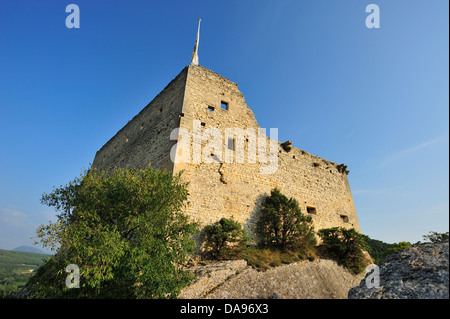 Architektur, Burg, Schloss, Europa, Exterieur, Frankreich, Horizontal, mittelalterlich, Stadt, Outdoor, draußen, Provence, Provence-Alpes - Stockfoto