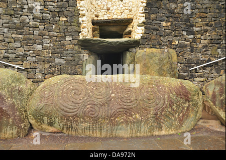 EU, Unesco, archäologische Stätte, Archäologie, Kunst, Boyne, Bru Na Boinne, County Meath, Donore, Eingang, Europa, Europäische Union, Stockfoto