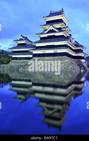 16. Jahrhundert, halten Architektur, Asien, Burg, Chubu, Crow Burg, Exterieur, Honshu, Beleuchtung, Japan, Jo, Karasu-Jo, Matsum Stockfoto