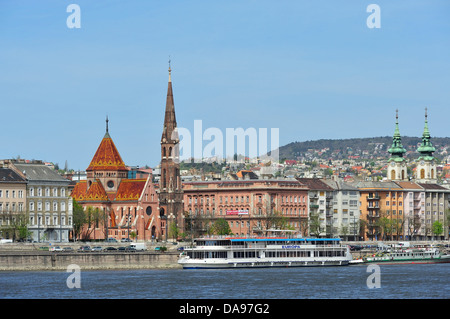 EU, reformierte Kirche, Szechenyi Lánchíd, Szilagyi, Dezsö, Ter, Unesco, Architektur, Buda, Budapest, Budapesti, reformierte, Centr Stockfoto