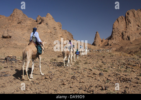 Algerien, Afrika, Nordafrika, Wüste, Stein, Wüste, steinige Wüste, Sahara, Tamanrasset, Hoggar, Ahaggar, Berg, Berge, Tu Stockfoto