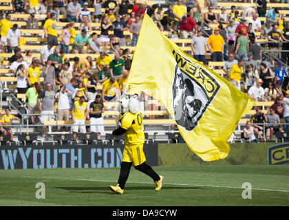 Columbus, OH, USA. 7. Juli 2013. 7. Juli 2013: Columbus Crew Maskottchen die Crew Katze während der Major League Soccer match zwischen Portland Timbers und die Columbus Crew bei Columbus Crew Stadium in Columbus, Ohio. Die Columbus Crew besiegte die Portland Timbers 1-0. Bildnachweis: Csm/Alamy Live-Nachrichten Stockfoto