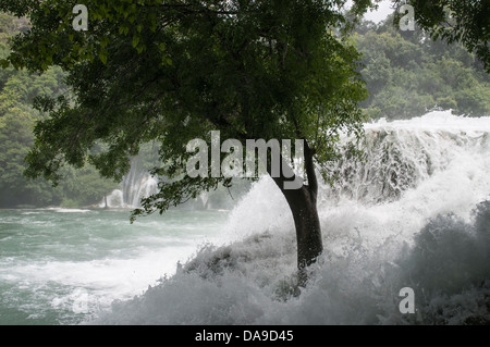 KRKA Nationalpark, Sibenik, Kroatien, Fernsehreihe, Dalmatien, Dalmatien, Travertin-Wasserfall, Skradinski Buk, Winnetou-Filme Stockfoto