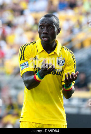 Columbus, OH, USA. 7. Juli 2013. 7. Juli 2013: Columbus Crew Dominic Oduro (11) während der Major League Soccer match zwischen Portland Timbers und die Columbus Crew bei Columbus Crew Stadium in Columbus, Ohio. Die Columbus Crew besiegte die Portland Timbers 1-0. Bildnachweis: Csm/Alamy Live-Nachrichten Stockfoto