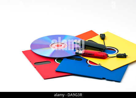 Computer-Daten-Speicher-Devices. 1980 bis heute. Stockfoto