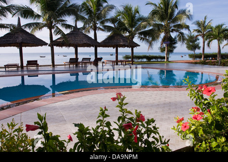 Asien, Hoang, Lan, Hotel, Anlage, Hotelpool, Hotels, Lotus, Dorf Mui, Mui Ne, Ne, Resort, Süd-Ost-Asien, Schwimmbad, Vi Stockfoto